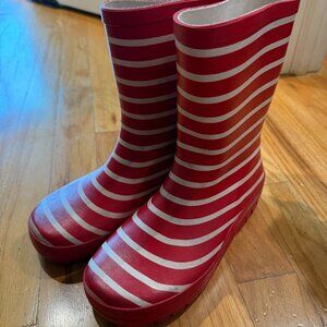 Kids Polarn O. Pyret Red and White Striped Rain Boots Great Condition!
